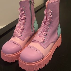 Pink combat boots